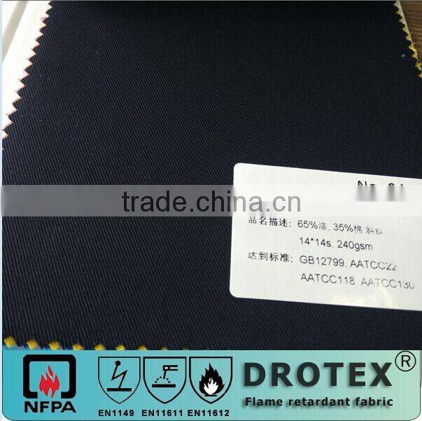 65% polyester with 35% cotton anti-static fabric 240gsm EN1149 AATCC118 AATCC22
