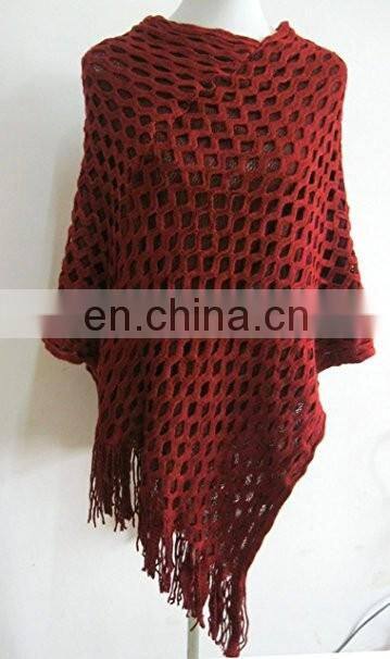 fashional pretty popular soft warm ladies knit poncho
