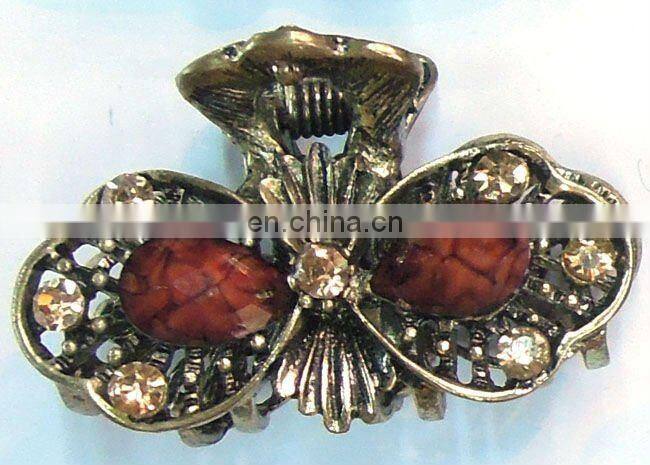 New Arrival Red Crystal Rhinestone Peacock Claw Hairpin