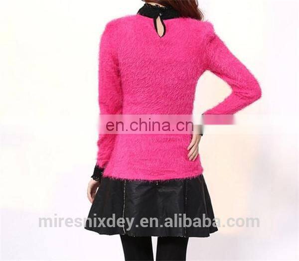 2014 autumn&winter turtle neck thick Mohair lace lady sweater