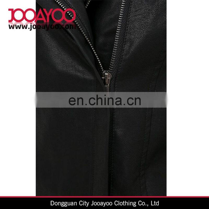 Latest Women Winter Coat Design Chic Black Vegan Leather Jacket