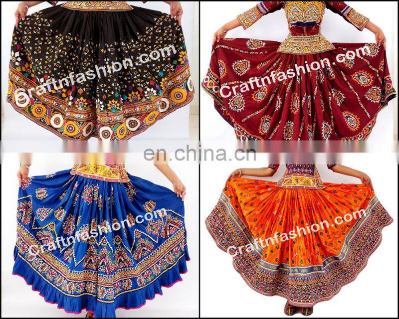 Tribal Ethnic Belly Dance Floral Skirt- Indian old VINTAGE Gujarati kutchi Skirt - Vintage Embroidered Multi boho banjara skirts