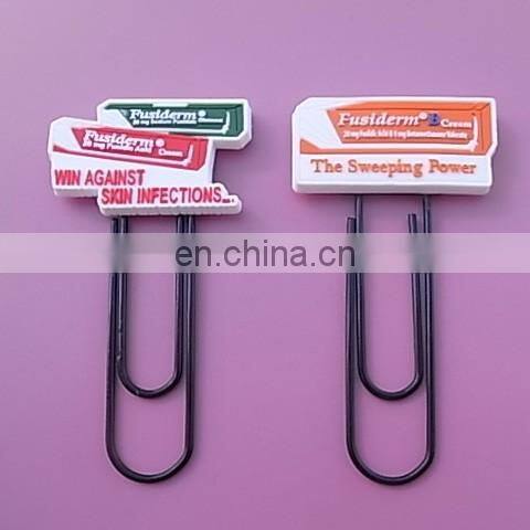 Promotion gift soft PVC paperclip bookmarks with 3D logo