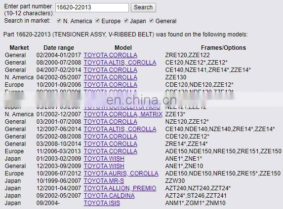 Belt Tensioner Pulley Compatible With Toyo-ta OEM 16620-22013 16620-22011 1662022013 1662022011 16620-0W093 16620-22012