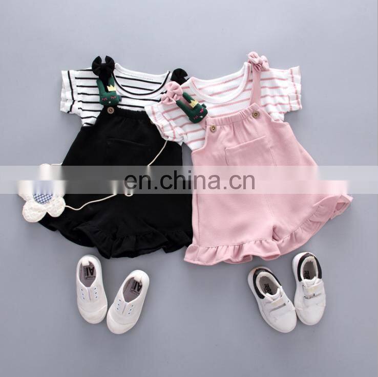 New Fashion Wholesale price Baby Girl Clothing Set Stripe Top And Bid Pants  Set