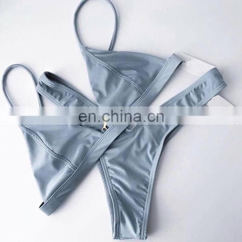 2019 Summer Swimwear Women Two Pieces Bikini Set Solid Padded Push Up Swimwear Swimsuit Pool badeanzug damen New Arrival