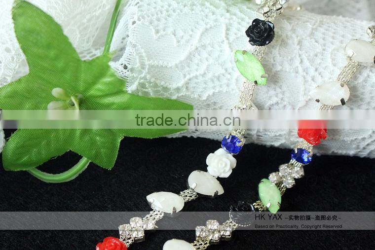 Y1125 China YAX factory wholesale fancy crystal chain trimming;fancy rhinestone chain trimming