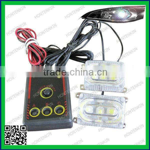 12V 12 x 2LED DIY Bule White Red Flashing Tail Lights Warning Light Emergency Lamp /rectangle