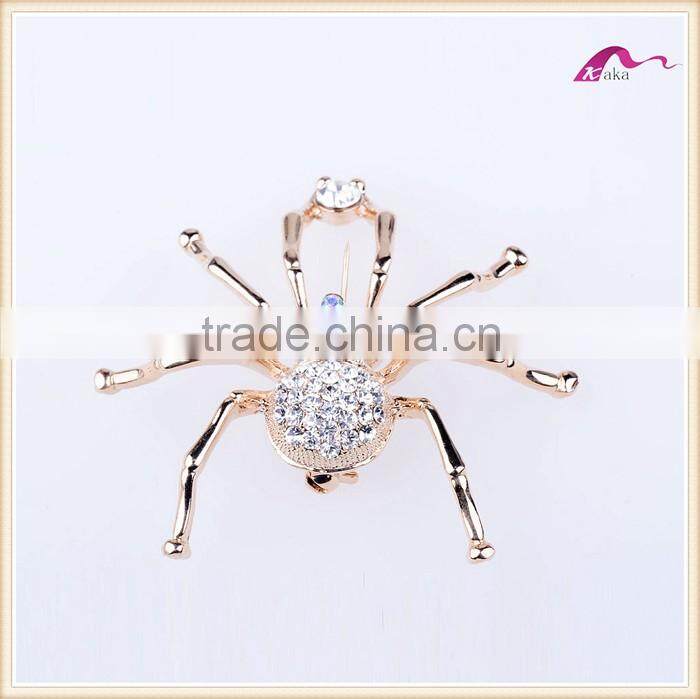 Fashion Men's Gold Crystal Spider Animal Brooch Jewelry Wholesale