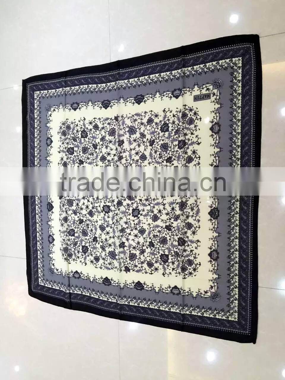 latest design fashion muslim square silk hijab 110*110cm (Very beautiful,not slide)