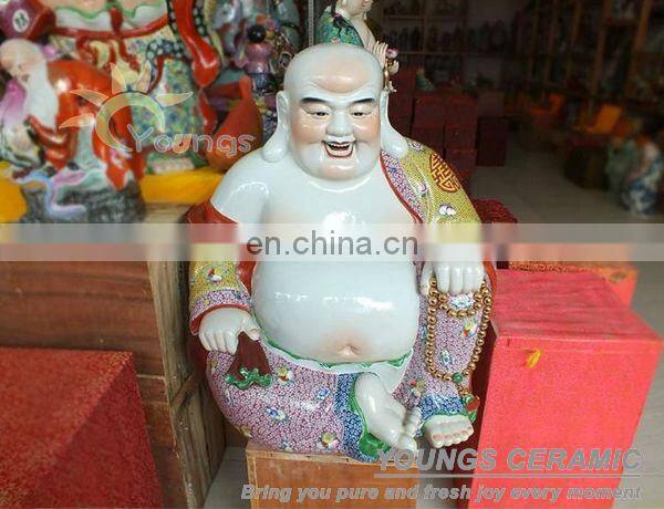 Luxury Asian Hand Painted Ceramic Tall Buddha Statues