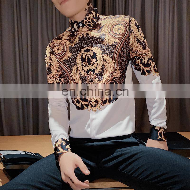 Clothing manufacturers wholesale men's new casual 3D printing cardigan personality long-sleeved lapel shirt