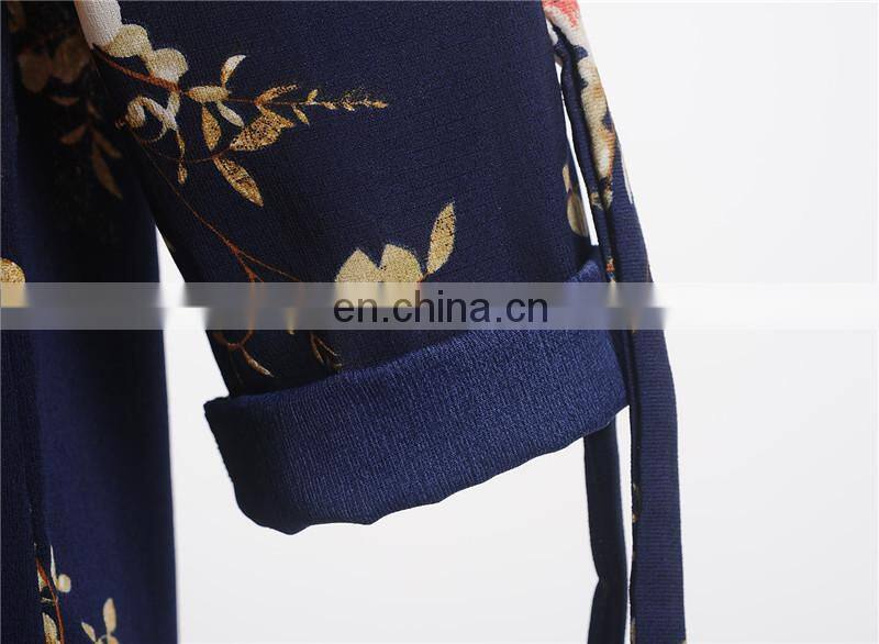 Manufacturers wholesale custom women's chiffon printed round neck three-quarter sleeve dress casual fashion short skirt plus