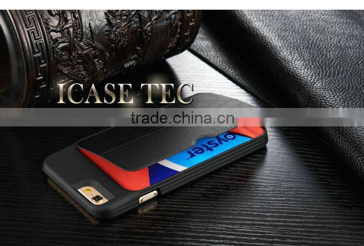 Business Leather Card Slots Matte Stand Mobile Phone Case Cover for iPhone 6 4.7inch