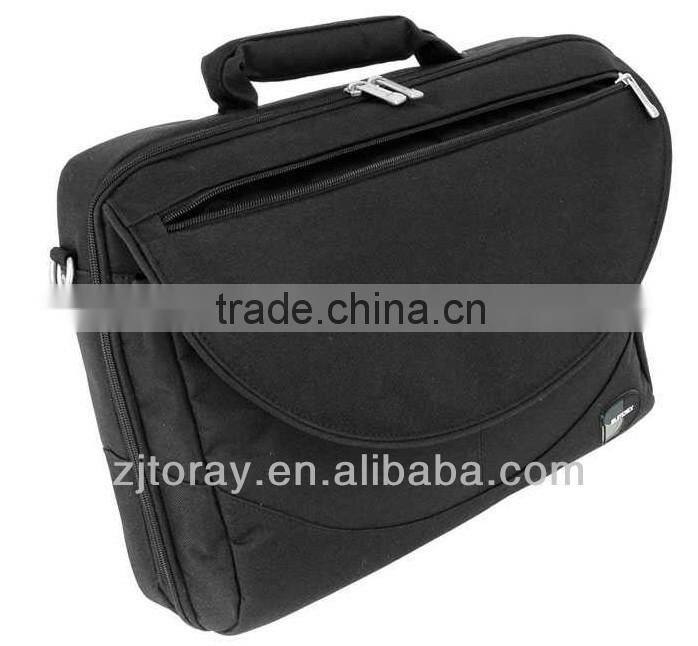 Fully open padded polyester laptop bag with multi-functional workstation pockets