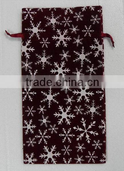 Orange velvet drawstring present pouch printed with dots and nuts bags for packing party candy/festive gifts