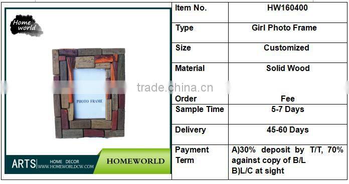 retro colorful wood twig handmade alterable girl pictures photo frame