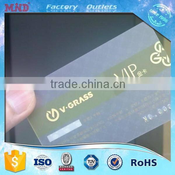 MDC30 CMYK full color plastic clear card/ transparent card/ transparent business card