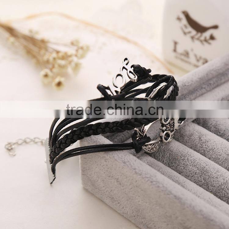 2015 Hot Popular Multilayer Handmade Leather Bracelet for Men