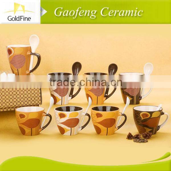 High quality pot decal ceramic mug with spoon
