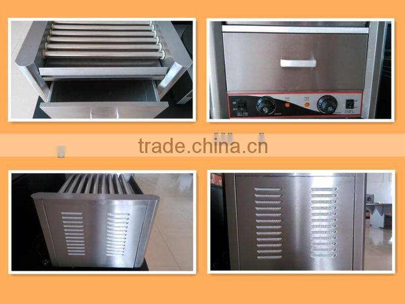 Roller hot dog broiler machine with warmer