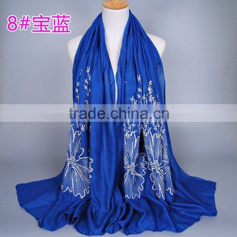 Latest Design Spring Korean Fashion Embroidery Floral Shawl Women Scarf
