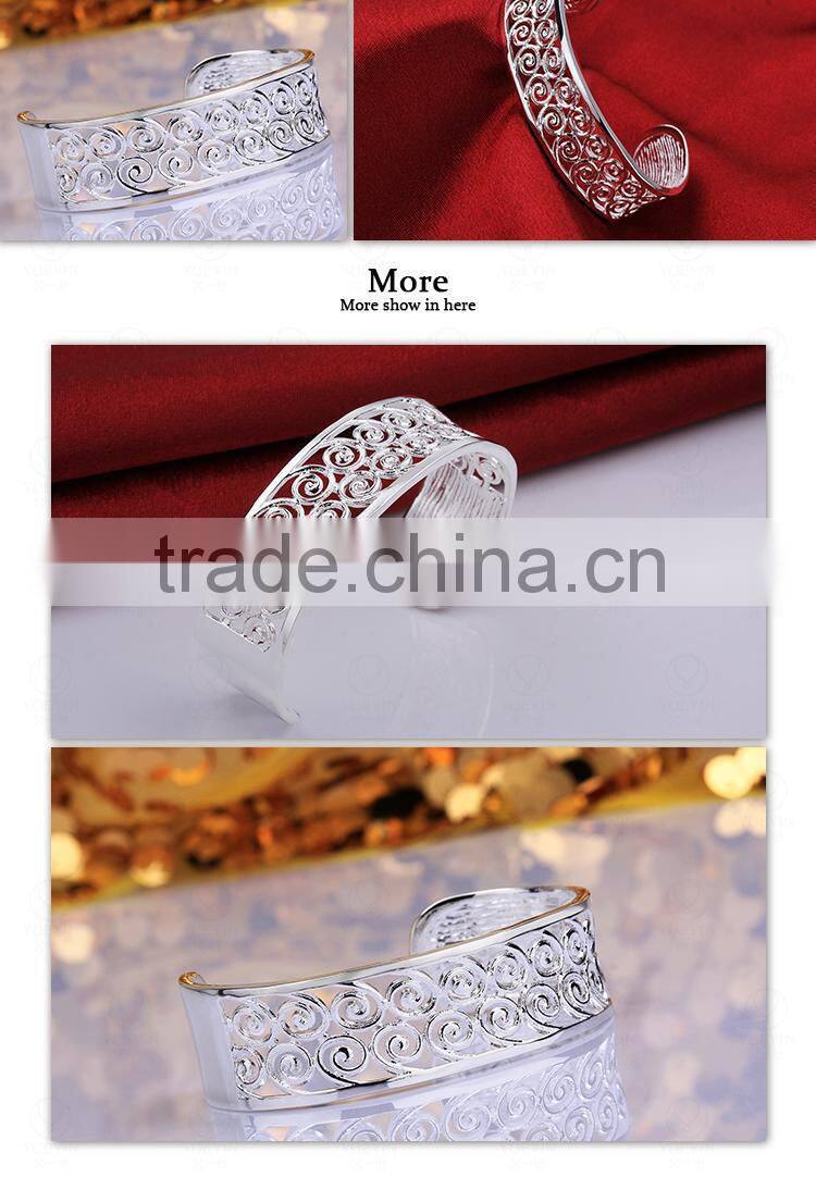 New Arrival Wholesale Anti-allergic Mixed Wide Fashion Jewelry Silver Bangles