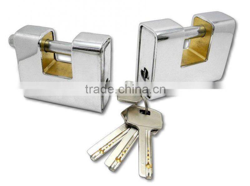 Security Armoured Rectangular Shackle Brass Padlock
