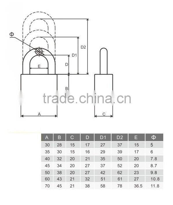 Double Locking Vane Keys Square Brass Padlock