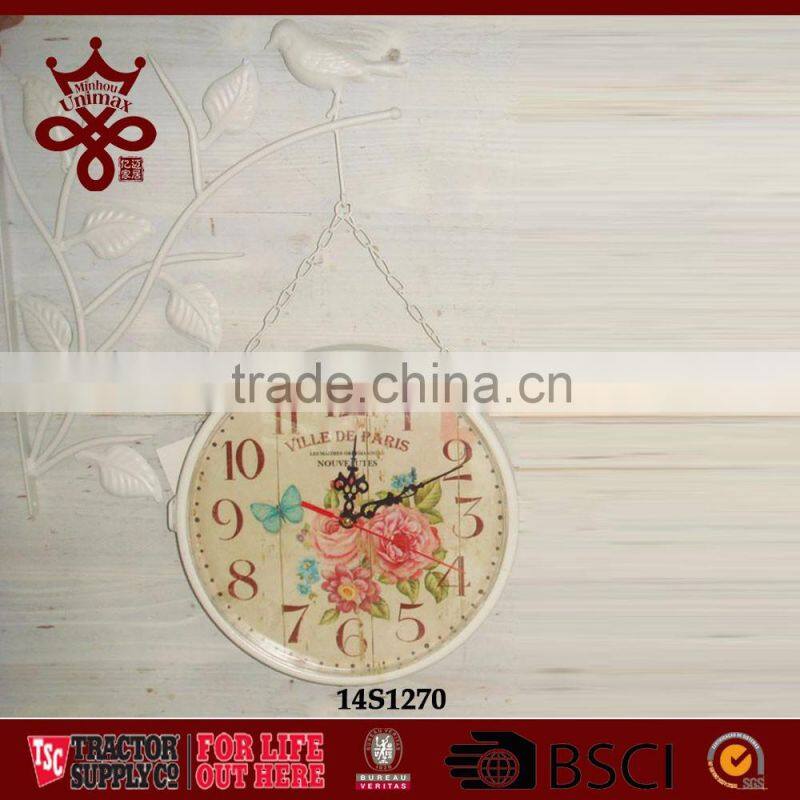 Vintage Household French Clocks Metal Bird House Style Quartz Analog Wall Clock