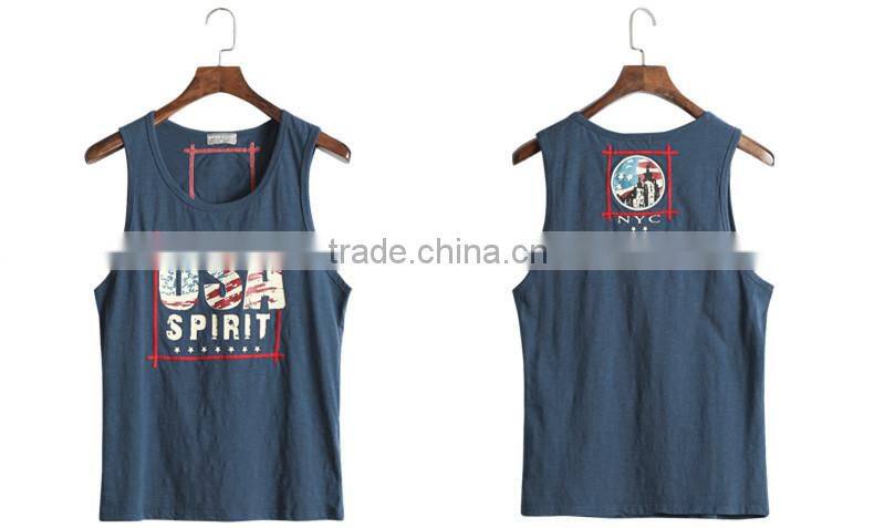 fashion cotton printing USA workout tank top for men hotsale