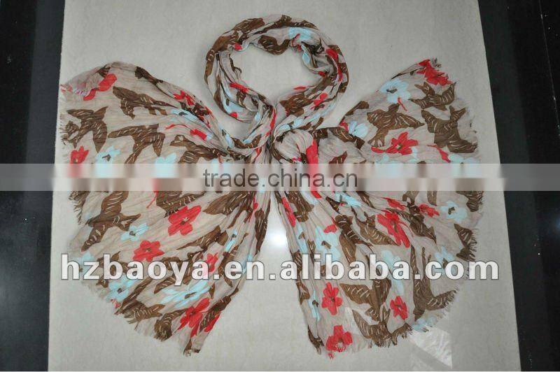 The Swallow And Flowers Print Scarf Animal Print Scarf