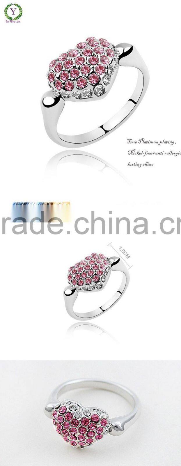 luxury love silver crystal finger Ring