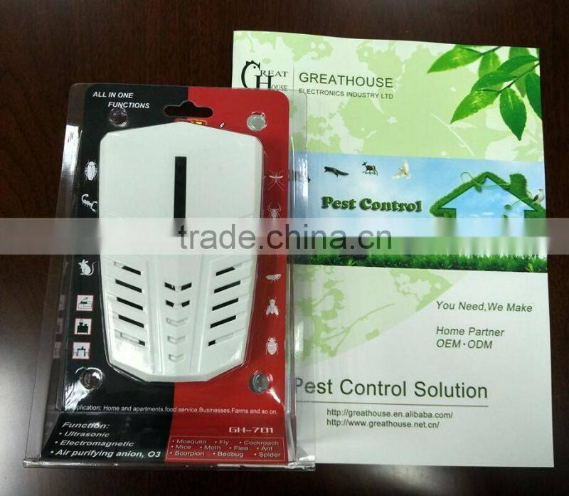 GH-701 Eco-friendly Air purifier electronic ultrasonic pest bye-Rat,roaches,mosquitoes,spiders,other insects