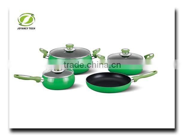 Green Color Painting Non-stick & Ceramic Coated Cookware Set Pots and Pans