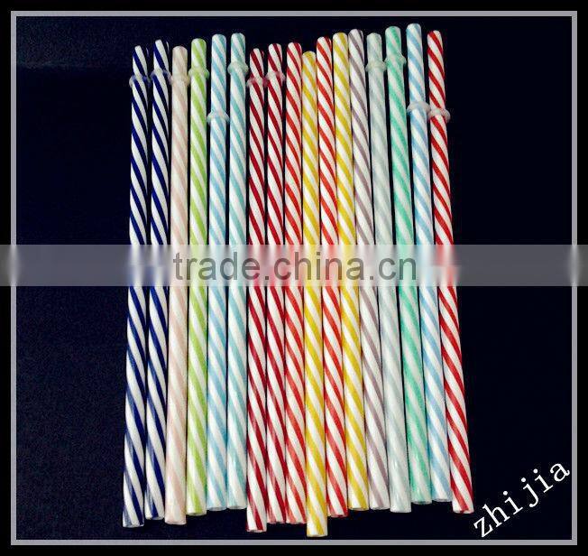 Hard plastic striped drinking straw