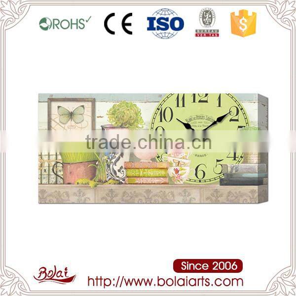 Good quality green grasses and butterfly round wall clock promo