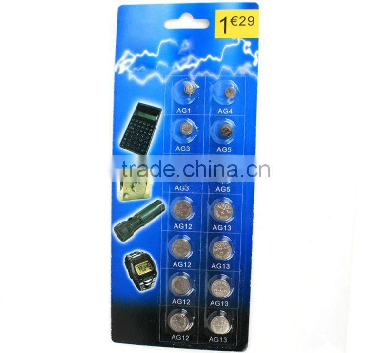 OEM service Button battery blister packing: 14pcs AG1 AG3 AG4 AG5 AG12 AG13