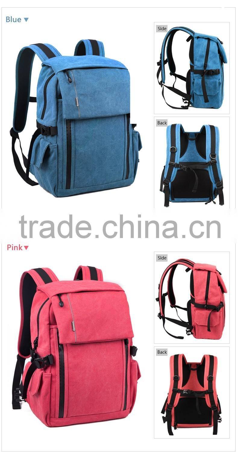 High Quality Durable Canvas Backpack Army Green Rucksack Bag for Camera Laptop