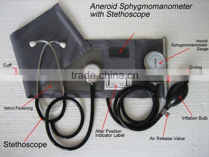 High Quality Aneroid Sphygmomanometer with Stethoscope