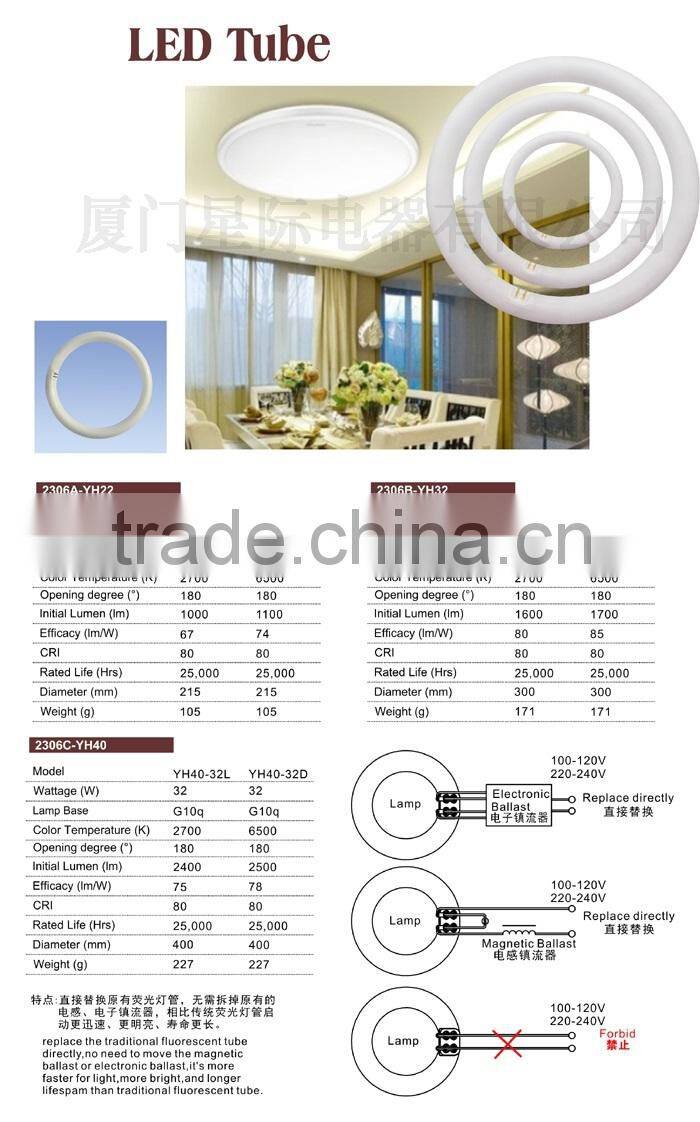 led circle ring light tube 20w g10q 300mm 1700lm replacement directly