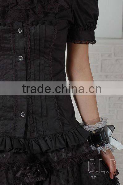 Cotton White Lace Short sleeve Cotton Lolita Blouse 81045