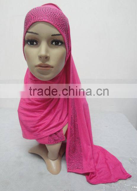 JL009 cotton elastic jersey muslim long scarf