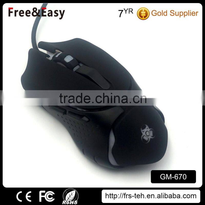 Black rubber coating led backlight gaming mouse for computer