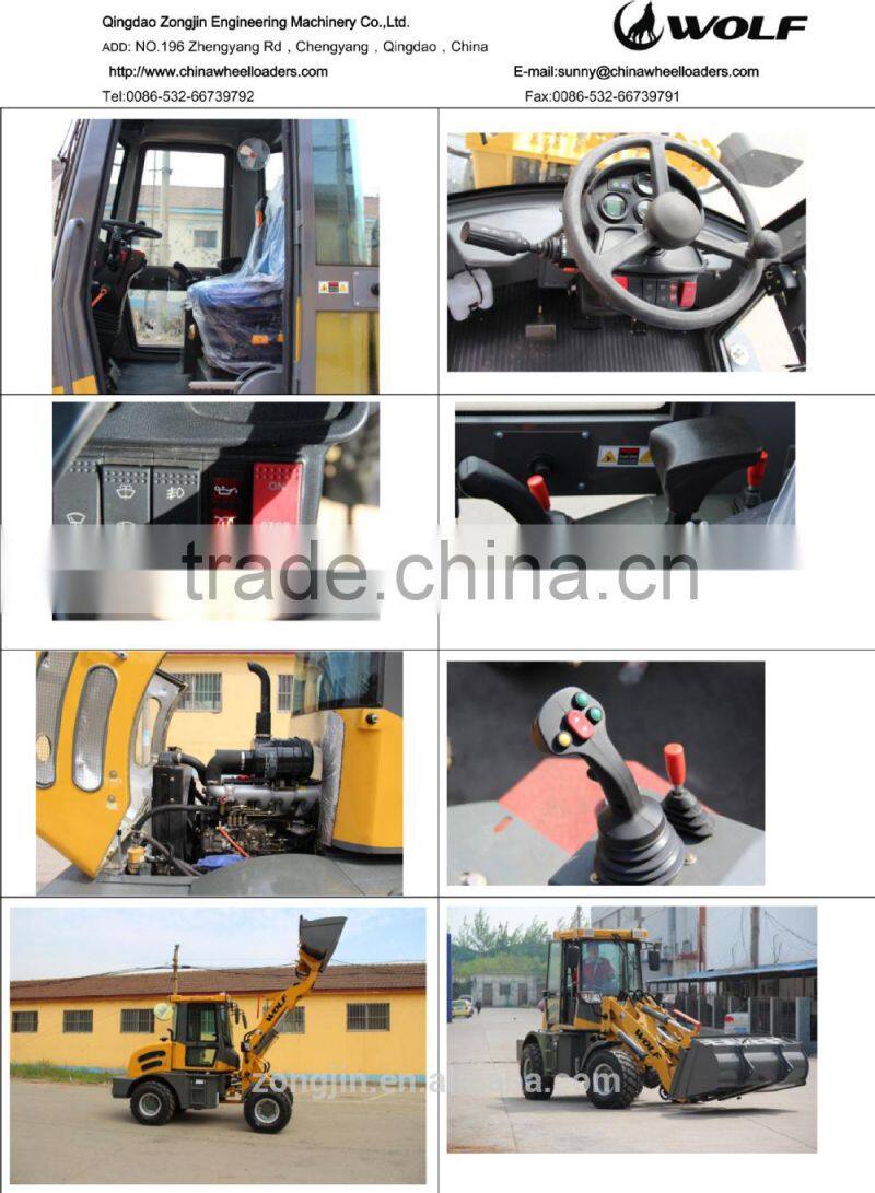 Wolf 1.6t agricultural tires loader Xinchai 498 Euro 3 engine loader compact loader