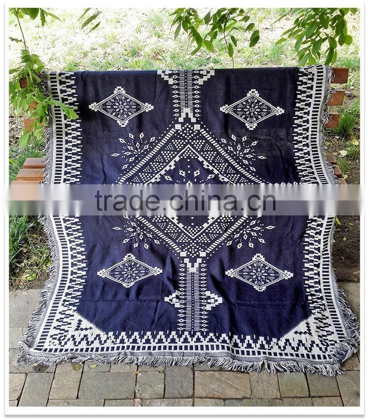 Gobelin black and white squares and Tapestry Throw Blanket