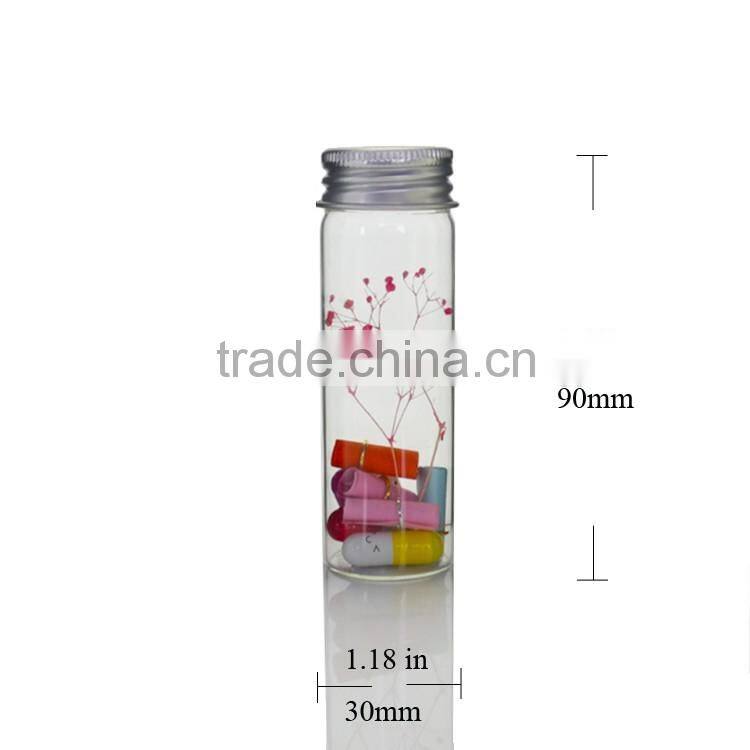 30*90mm Mini Glass Bottles with Aluminum Caps for Message Weddings Wishing Jewelry Party Favors