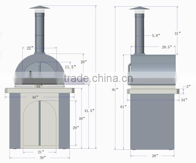 Portable Wood Fired Oven Stainless Steel Pizza Oven With Stone Floor