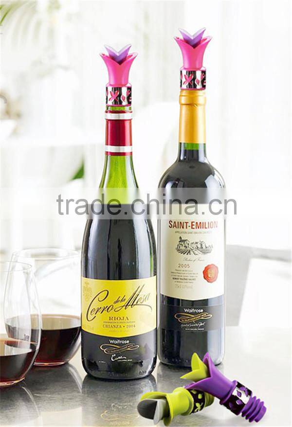 Eco-friendly promotional cheap silicone novelty red wine bottle stopper
