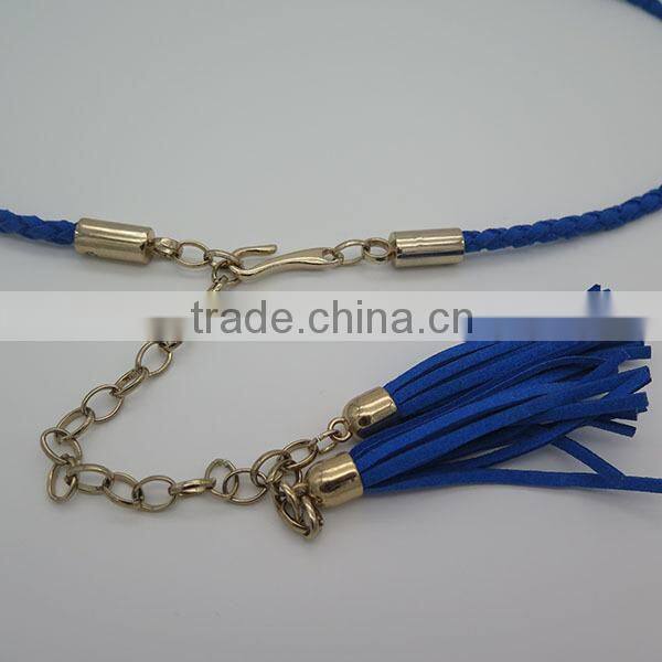 Lady's tassel braided suede leather belt for dress